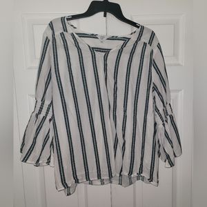 Crown & Ivy Striped Blouse 1X